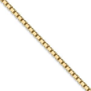 2.5mm, 14k Yellow Gold, Solid Box Chain Necklace, 18 Inch